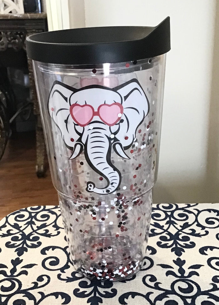 Mary Square Acrylic Glitter Tumbler-Elephant