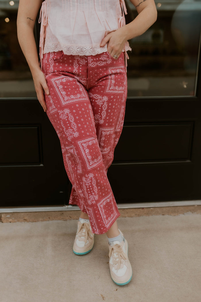 Mauve Bandana Barrel Leg Jeans