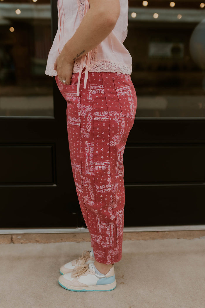 Mauve Bandana Barrel Leg Jeans
