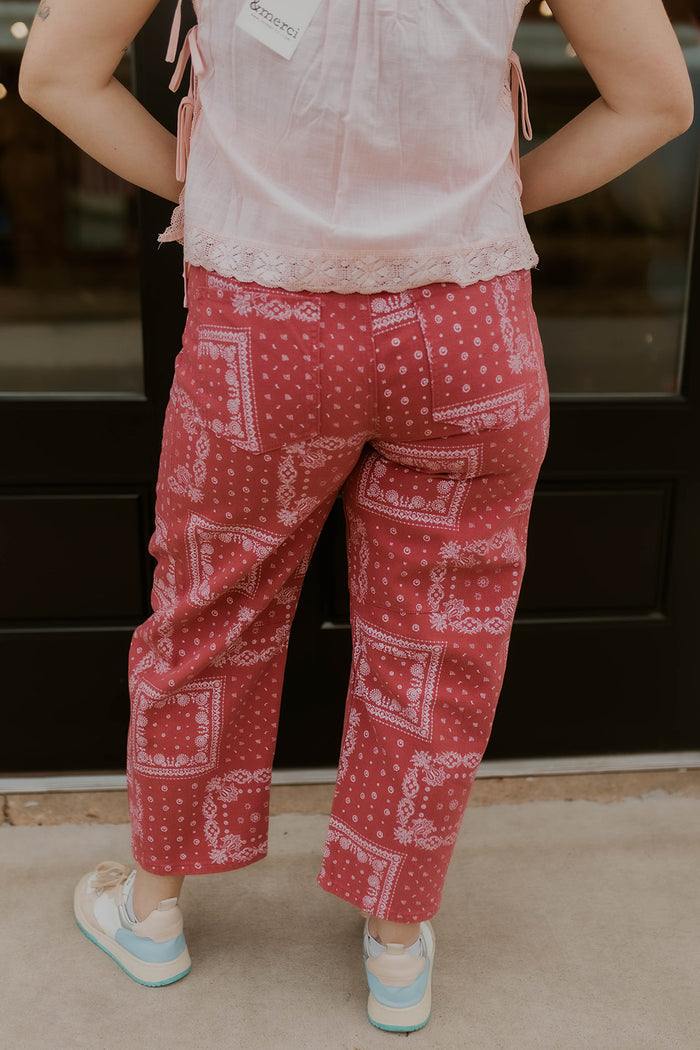 Mauve Bandana Barrel Leg Jeans