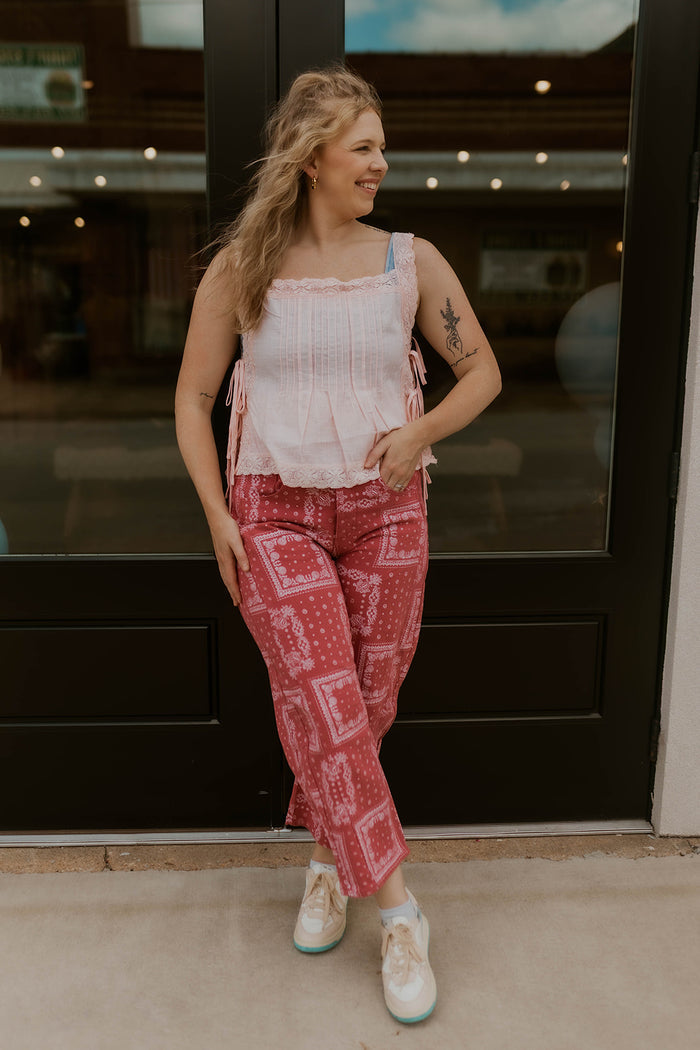 Mauve Bandana Barrel Leg Jeans