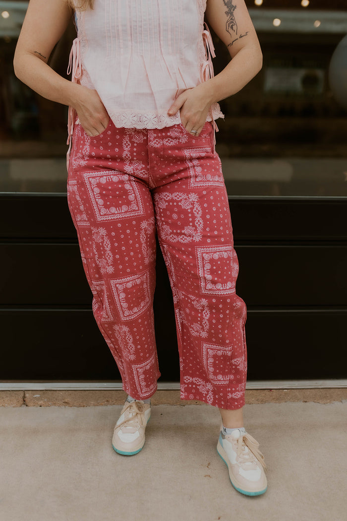 Mauve Bandana Barrel Leg Jeans