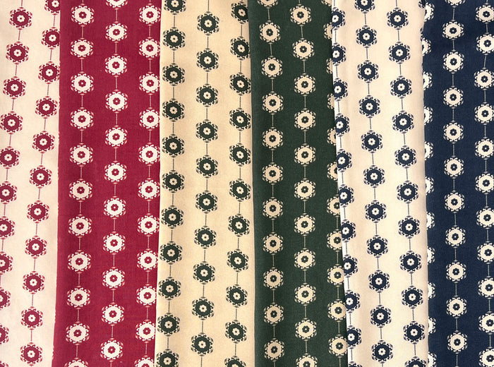 Medalians - Brass Collection - Wool Rayon Print Fabric, Design by Madeline, Madswick Studio 8370 8371 8372 8373 8374 8375