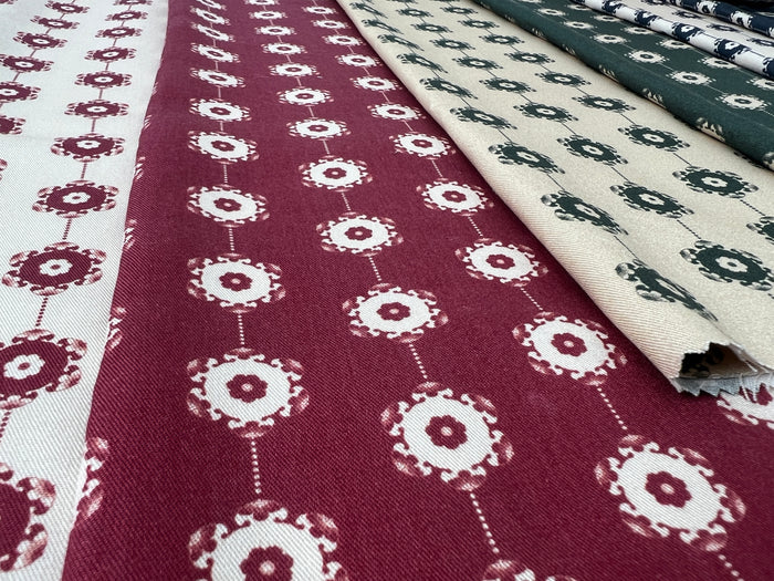 Medalians - Brass Collection - Wool Rayon Print Fabric, Design by Madeline, Madswick Studio 8370 8371 8372 8373 8374 8375