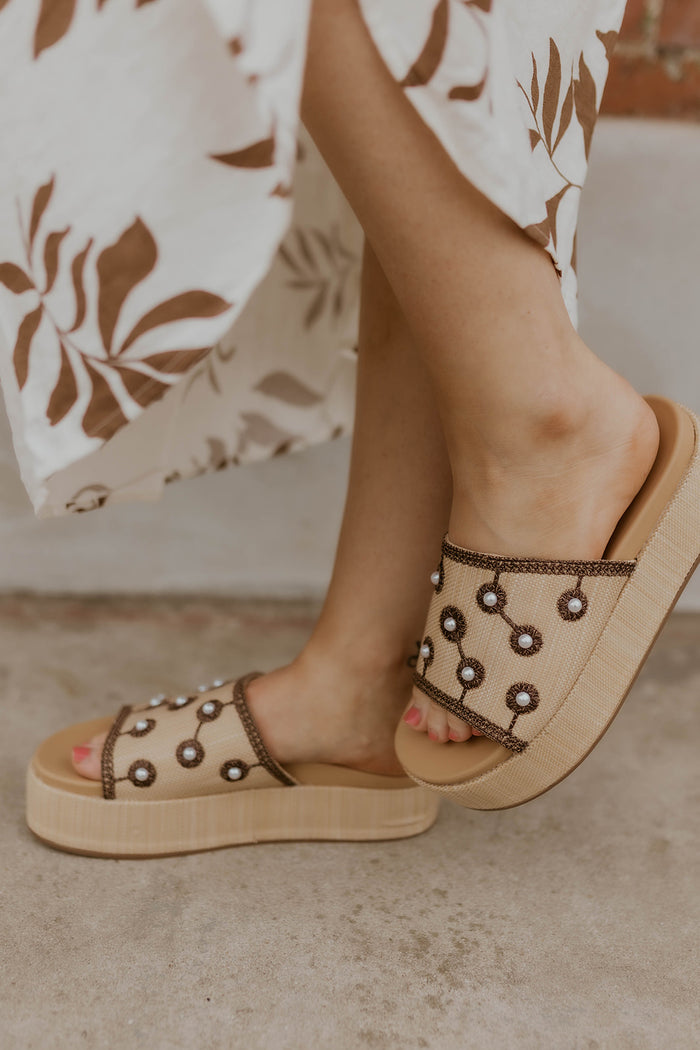 Mema Pearl Detail Platform Sandal