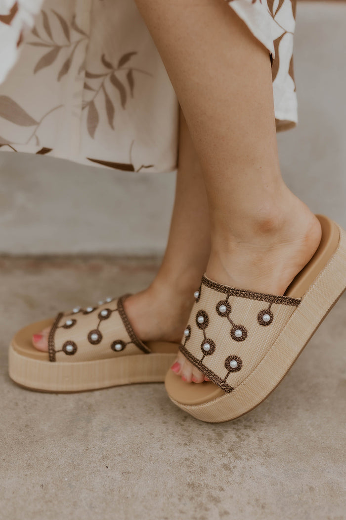 Mema Pearl Detail Platform Sandal