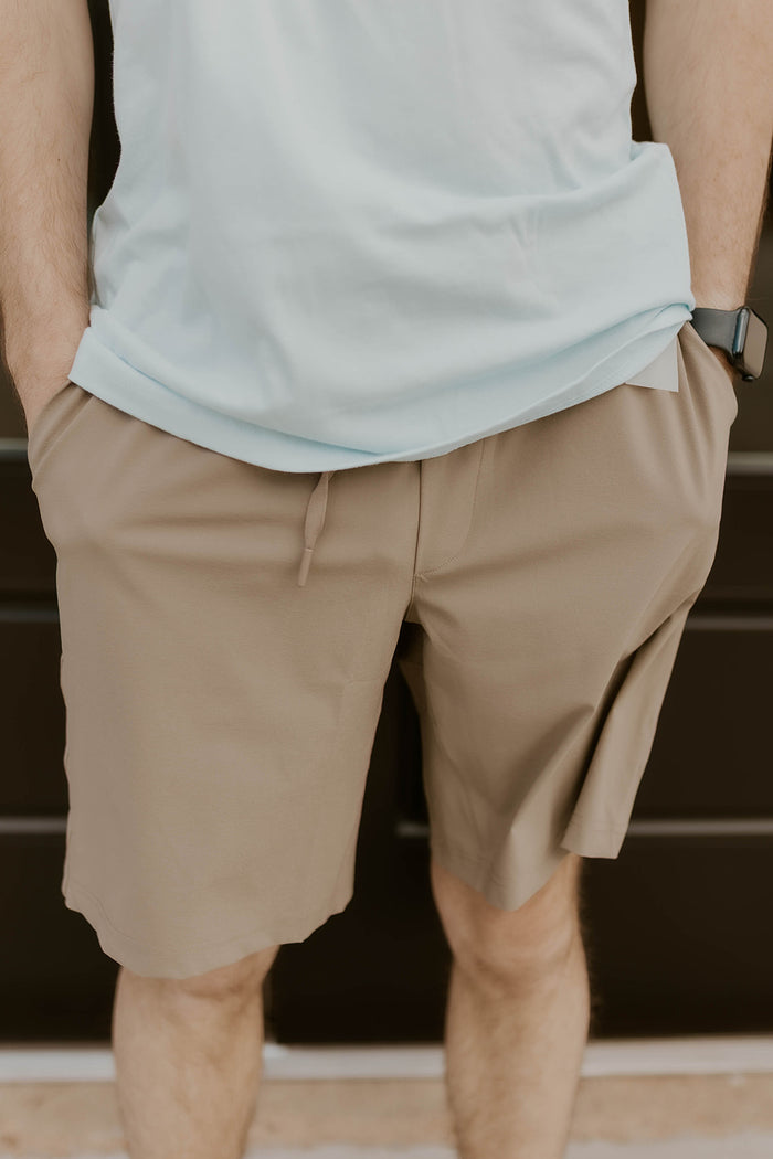 Men's Dark Wood Drawstring Shorts with Pockets- Mono B