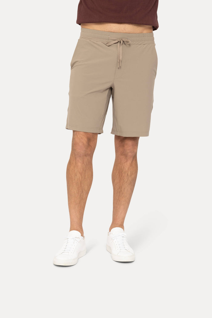 Men's Dark Wood Drawstring Shorts with Pockets- Mono B