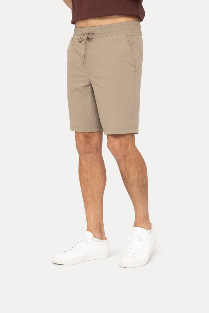 Men's Dark Wood Drawstring Shorts with Pockets- Mono B