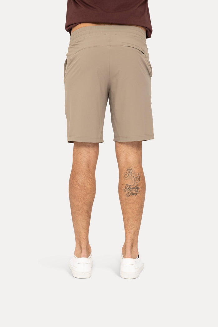 Men's Dark Wood Drawstring Shorts with Pockets- Mono B