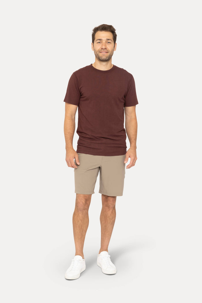 Men's Dark Wood Drawstring Shorts with Pockets- Mono B