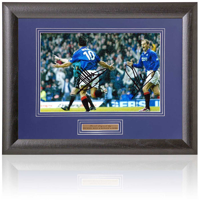 Michael Mols and Ronald de Boer Rangers Legends Hand Signed Photograph 15x19" Framed