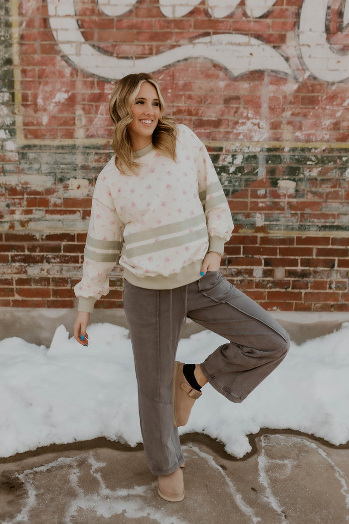 Mineral Wash Wide Leg Pants- Ash