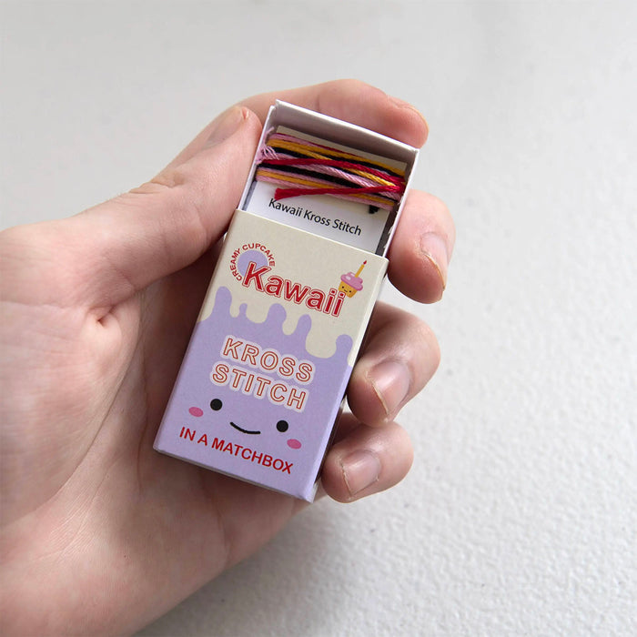 Mini Matchbox Cross Stitch Kit - Kawaii Cupcake-Stitched Modern