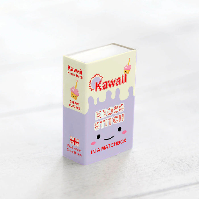 Mini Matchbox Cross Stitch Kit - Kawaii Cupcake-Stitched Modern