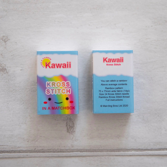 Mini Matchbox Cross Stitch Kit - Rainbow Heart-Stitched Modern