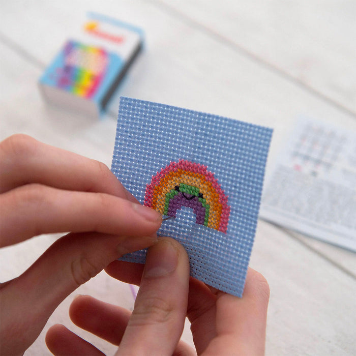 Mini Matchbox Cross Stitch Kit - Rainbow-Stitched Modern