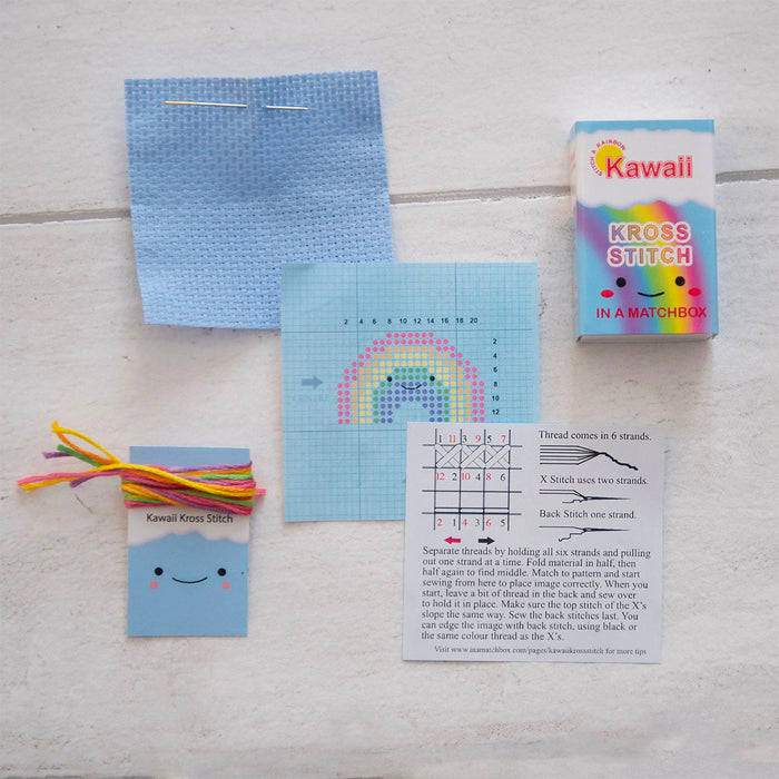 Mini Matchbox Cross Stitch Kit - Rainbow-Stitched Modern