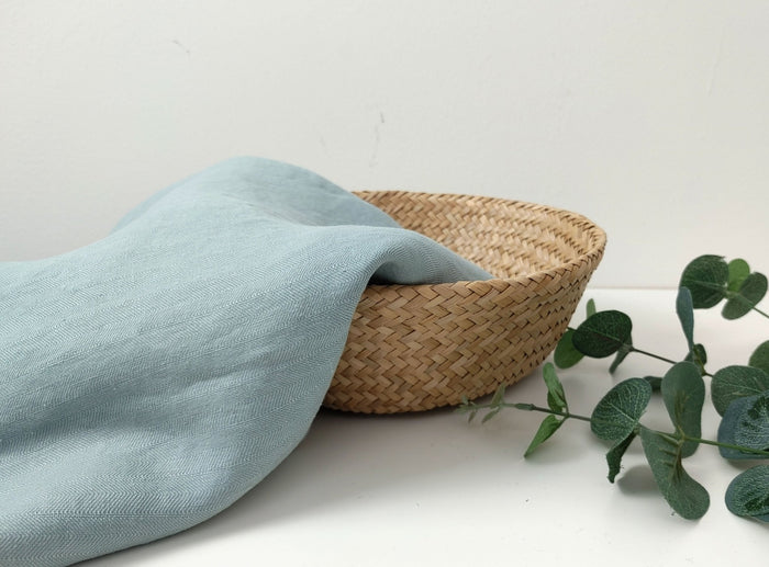 Mint Elegance: 100% Linen HBT Herringbone Twill Fabric with High Density Weave 7833 - The Linen Lab - Mint