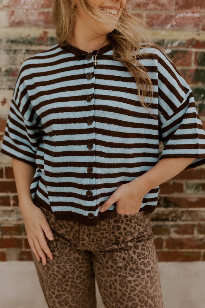 Mocha Tide Striped Knit Top