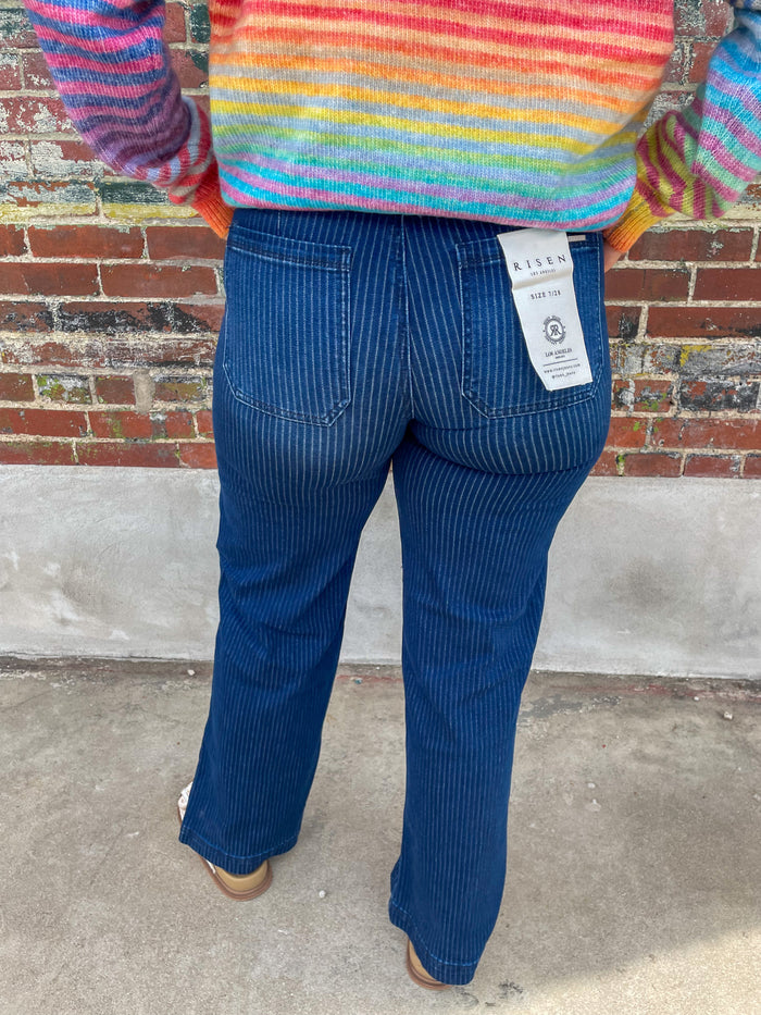 Monroe Pinstripe Jeans- Risen