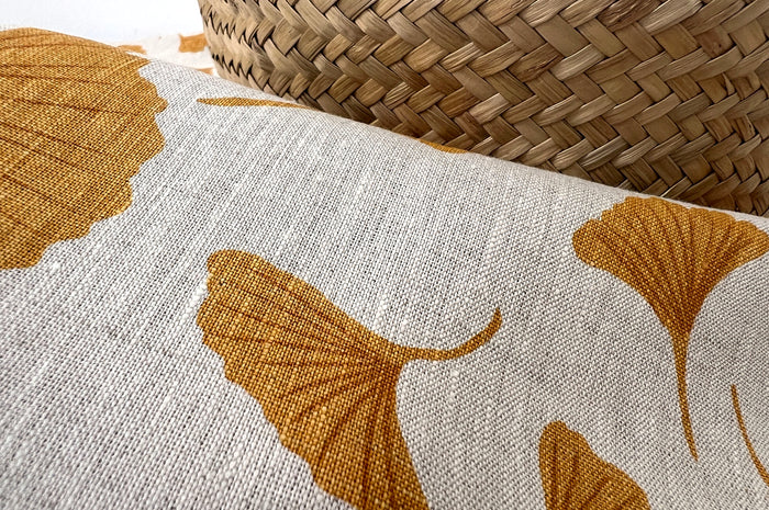 Morning Calm Ginkgo – 100% Linen Fabric in Natural Tone, Medium Weight 8319 8436