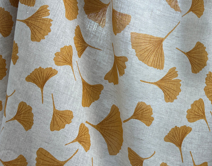 Morning Calm Ginkgo – 100% Linen Fabric in Natural Tone, Medium Weight 8319 8436