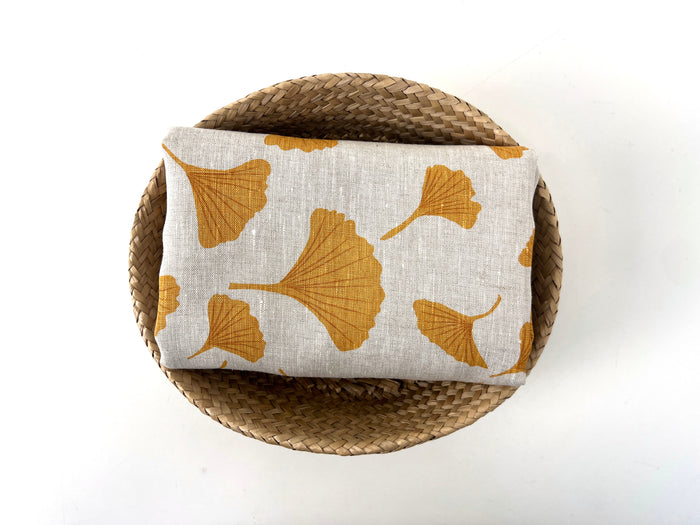 Morning Calm Ginkgo – 100% Linen Fabric in Natural Tone, Medium Weight 8319 8436