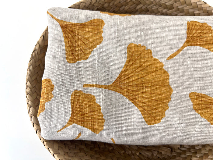 Morning Calm Ginkgo – 100% Linen Fabric in Natural Tone, Medium Weight 8319 8436