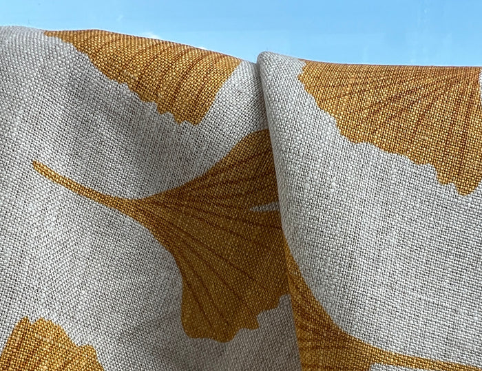 Morning Calm Ginkgo – 100% Linen Fabric in Natural Tone, Medium Weight 8319 8436