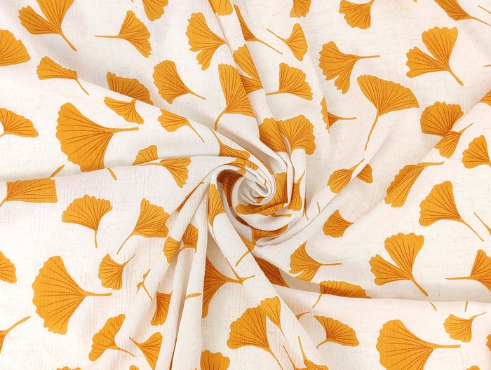 Morning Calm Ginkgo: Linen Rayon Blend with Wrinkle Texture 7910 8192