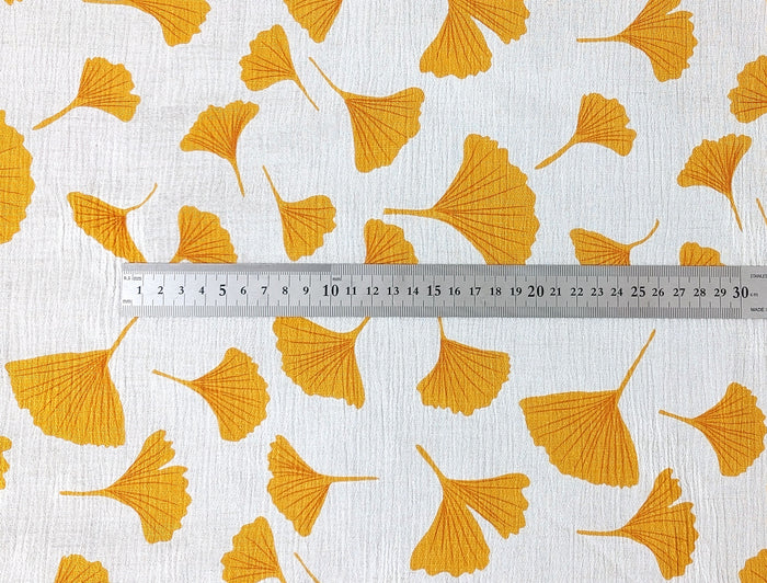 Morning Calm Ginkgo: Linen Rayon Blend with Wrinkle Texture 7910 8192