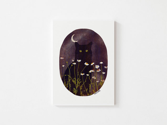 Mother of the Moon - Garden Cat Giclee Art Print: 12x12