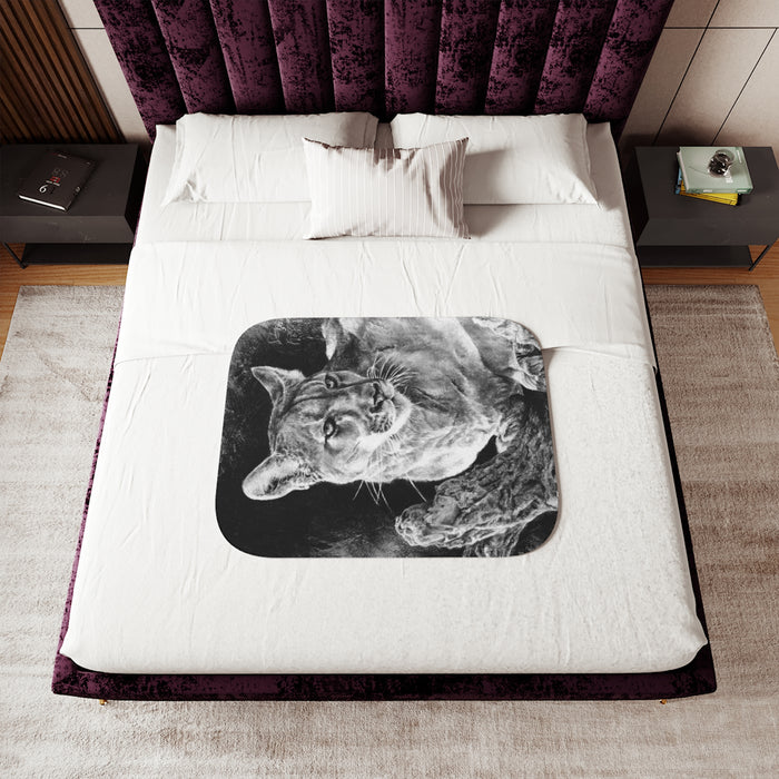 "Mountain Lion" Sherpa Blanket.
