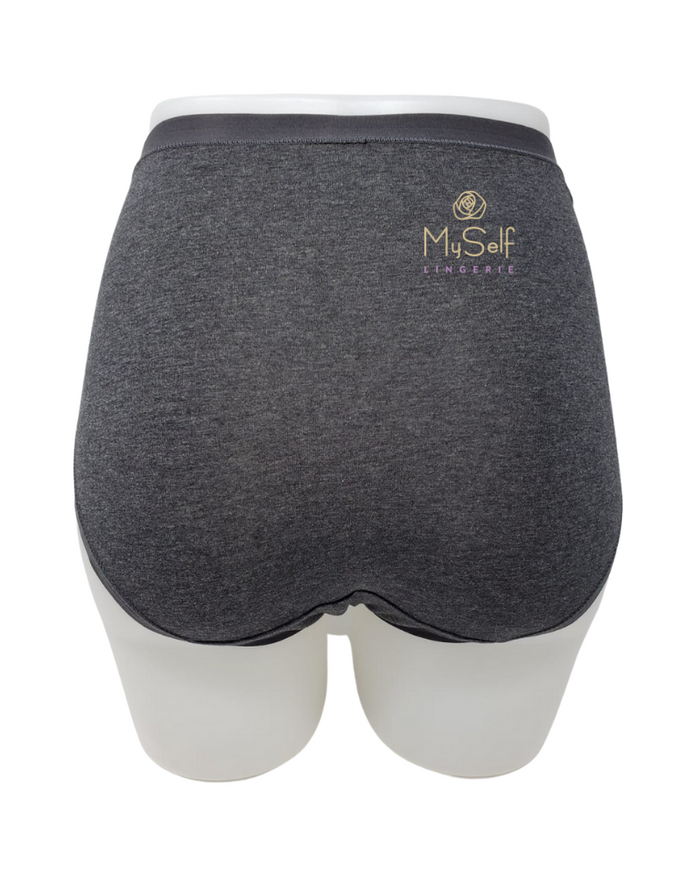 Me Moi MU-1013 3pk Charcoal Heather Cotton Briefs myselflingerie.com
