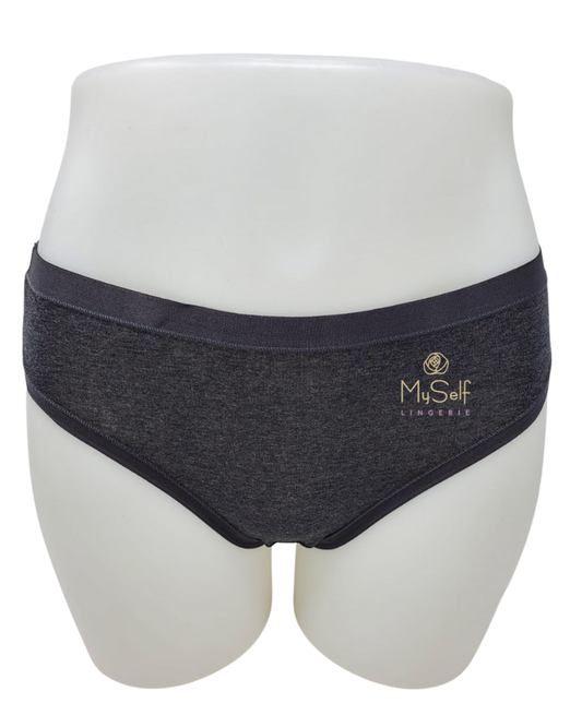 Me Moi MU-1014 3pk Charcoal Heather Cotton Hipsters myselflingerie.com