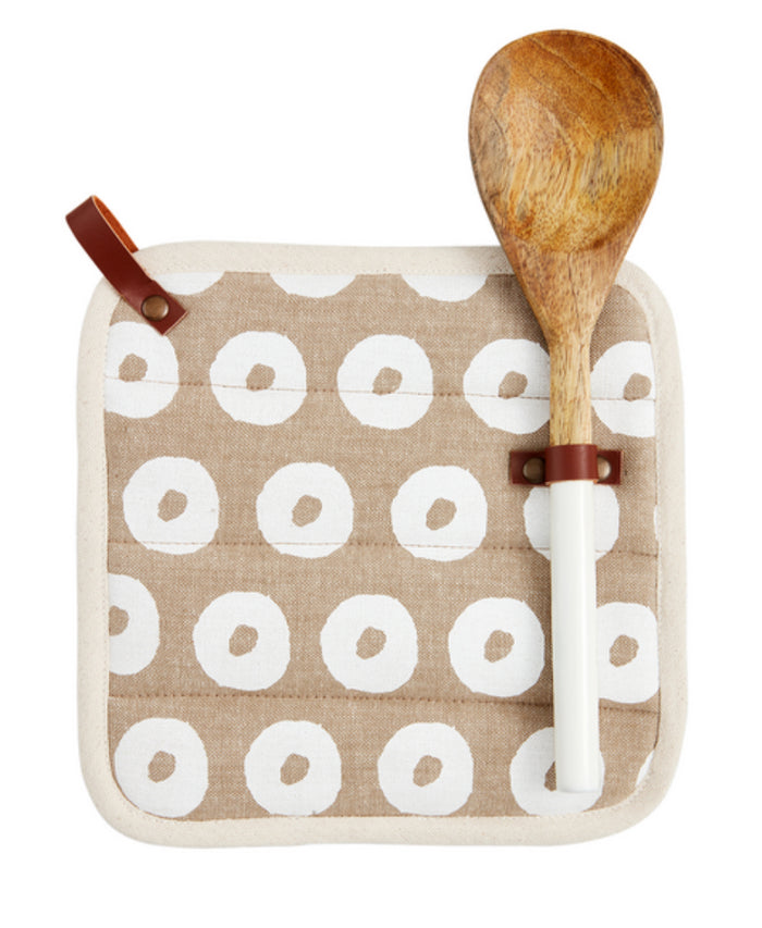 Mudpie Chambray Pot Holder Spoon Set