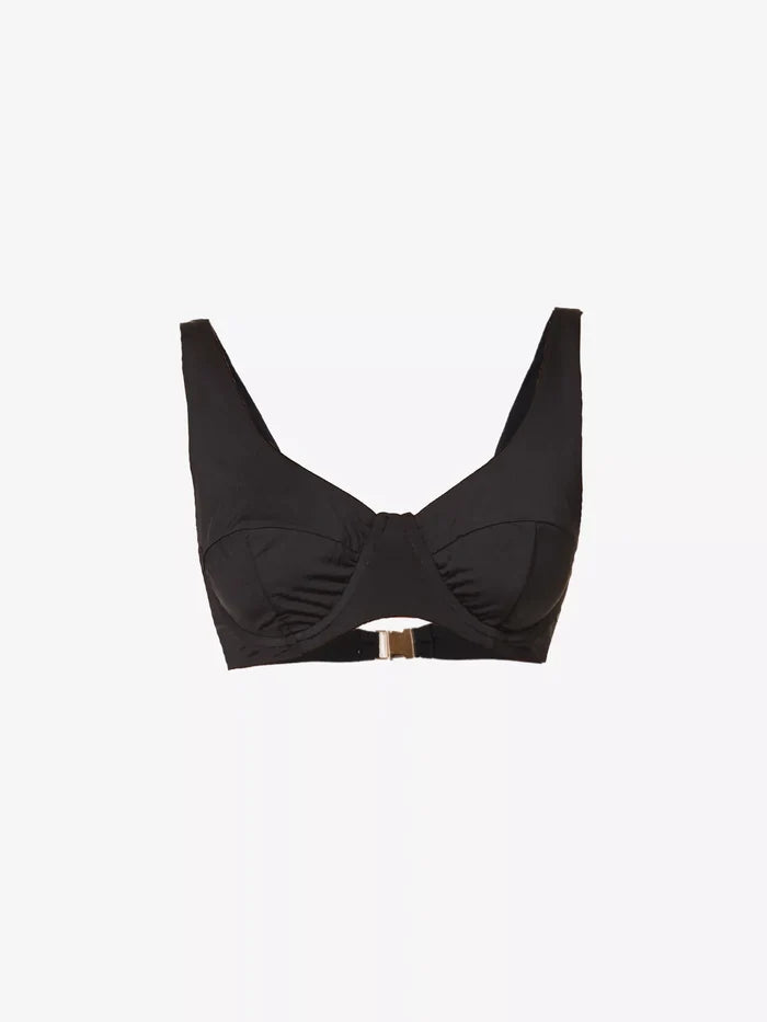 MYRA SWIM Seigel V-neck Bikini Black Top - House Of Huntington