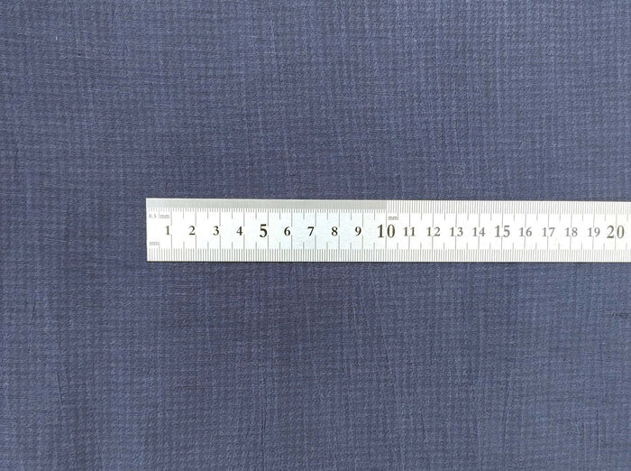 Naval Linen Polyester Fabric with Crease Effect and Printed Houndstooth Pattern 3583 - The Linen Lab - Navy