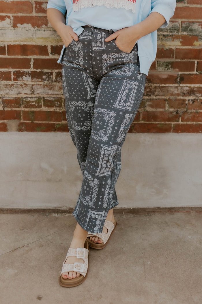Navy Bandana Barrel Leg Jeans