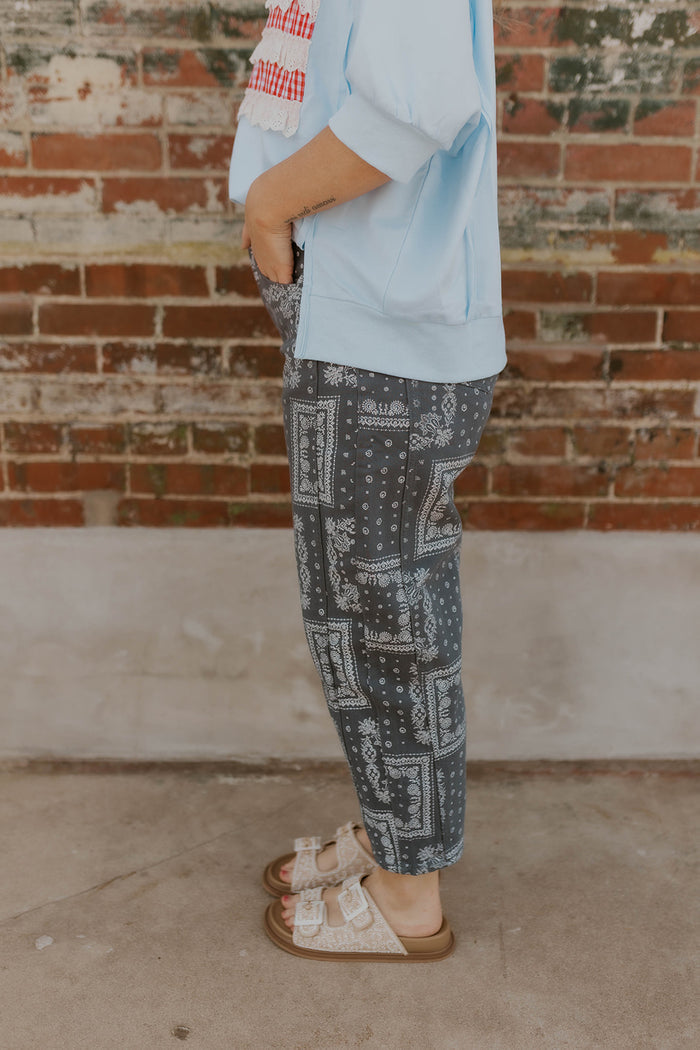 Navy Bandana Barrel Leg Jeans