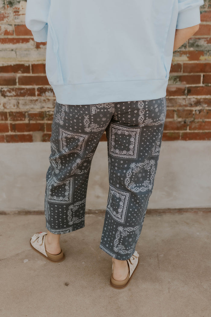 Navy Bandana Barrel Leg Jeans