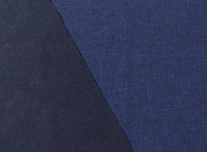 Navy Dobby Chambray Linen Blend Fabric 4047 - The Linen Lab - Navy