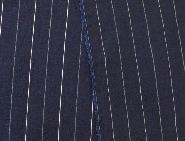 Navy Linen Tencel Dobby Stripe Fabric 6796 - The Linen Lab - Navy