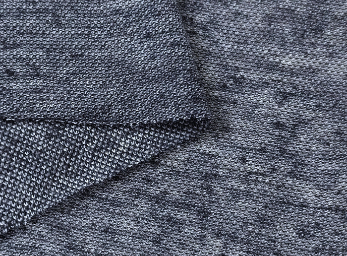 Navy Melange Knit Fabric in Linen Polyester Cotton Blend 4339 - The Linen Lab - Navy