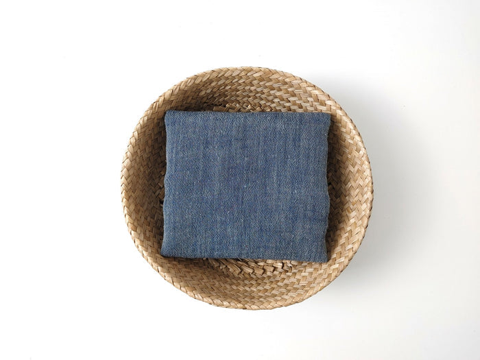 Navy Two-Tone Chambray Fabric in Linen-Polyester Blend 6656 - The Linen Lab - Navy