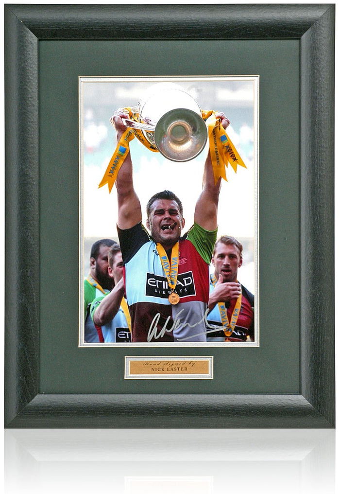 Nick Easter Rugby Legend Signed Harlequins Photograph 19x15 in Framed + COA