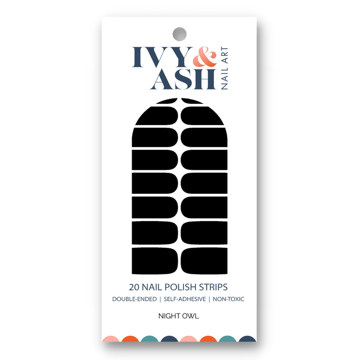 Night Owl | Solid Black Nail Polish Stickers