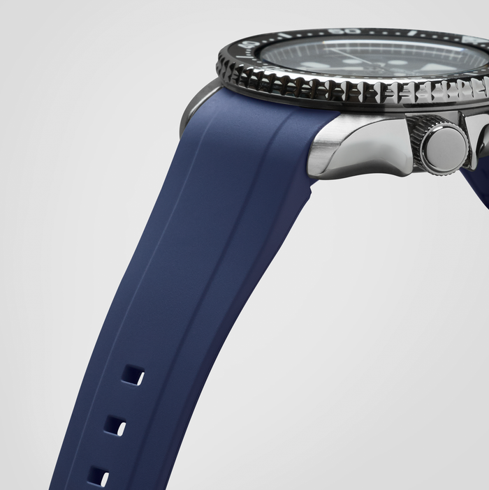 NMK801 Curved End SKX/SRPD Rubber Strap: Navy Blue