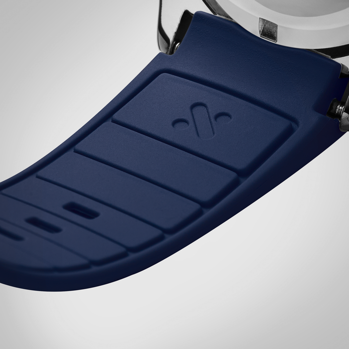 NMK801 Curved End SKX/SRPD Rubber Strap: Navy Blue